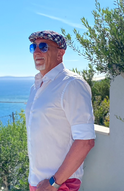 Mayser Flatcap Erik Seersucker aus Baumwolle & Elastan (blau, rot, weiß kariert)
