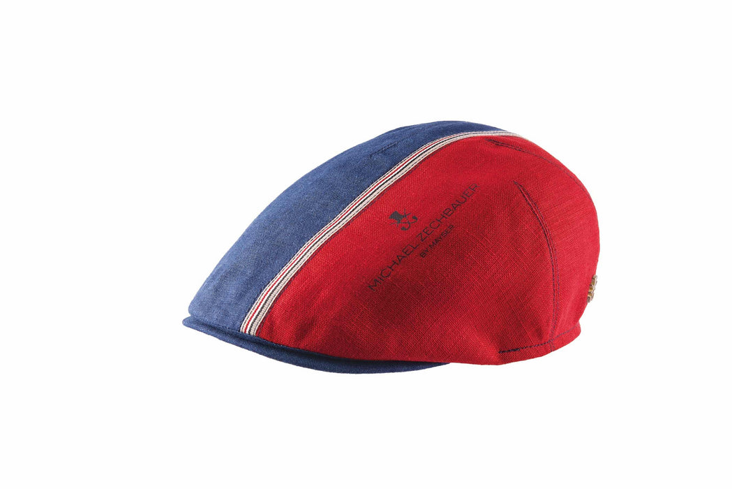 Zechbauer Flatcap Phillip aus Leinen (blau/rot)