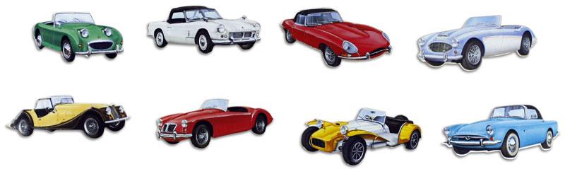 Pinnwand Roadster inkl. 6 Oldtimer Motivmagneten