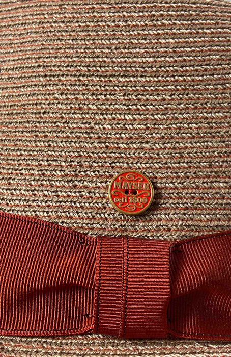 Mayser Trilby-Bortenhut Gilbert aus Hanf/Baumwolle (taupe/rot)