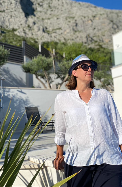 Mayser Traveller Trilbyhut Svenja aus Hanf & Baumwolle (blau/grau)