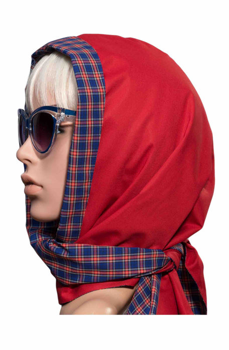 Cabrioschal Damen rhodolitrot/blau kariert „GRACE - Lady Kilt" 50er Jahre
